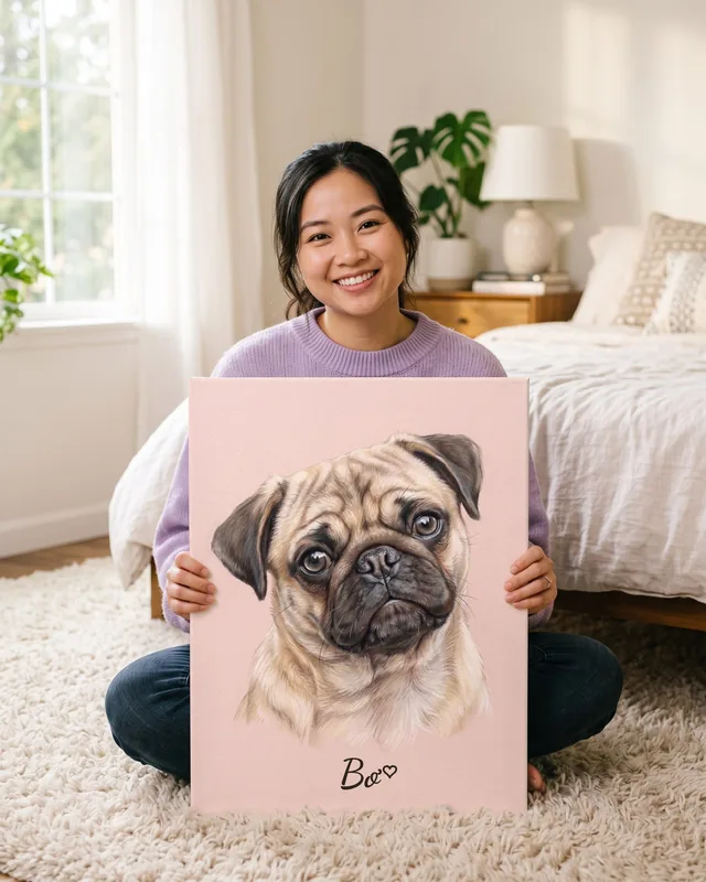 Tranh pastel mềm mại · Pug