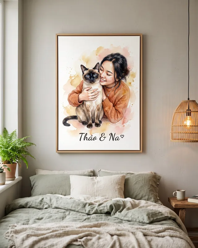 Tranh khoảnh khắc bên nhau · mèo Xiêm
