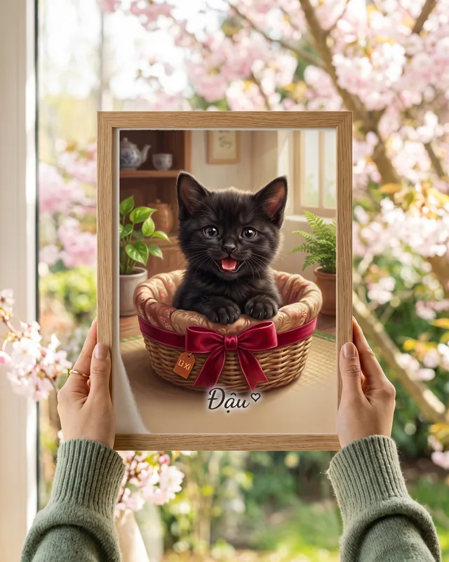 Tranh ngày đầu gặp nhau · mèo mun
